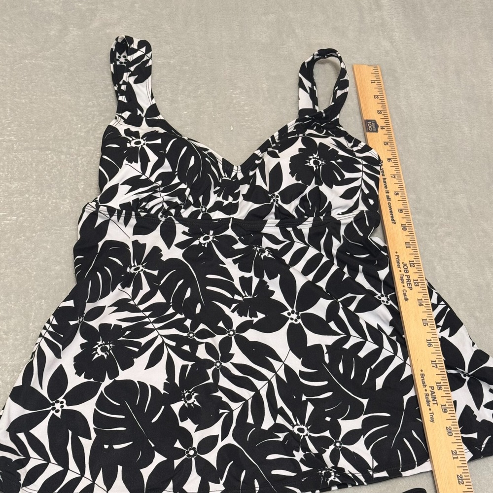 Kim Gravel x Swimsuits For All Tankini Set Women 8 Black White Floral Tropical - Picture 2 of 7